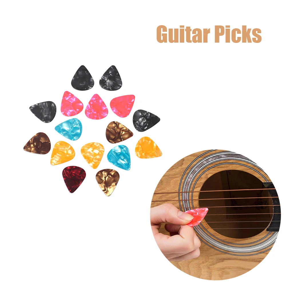 30pcs Guitar Picks Acoustic Electric Plectrums Celluloid Assorted Colors 0.46mm 0.71mm 0.96mm Guitars Accessories