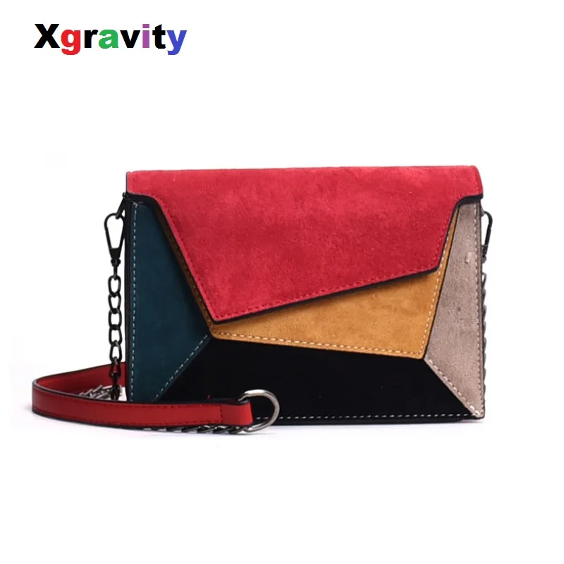 

Xgravity Spring New Lady Mix Color Rainbow Colorful Lady Fashion Should Bag Elegant PU Fashion Women Handbag Messenger Bags H112