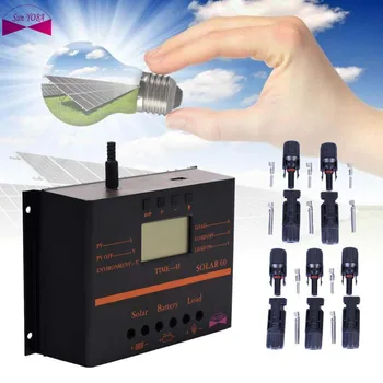 

PWM 80A Solar Charge Controller 12V 24V LCD Display USB 5V Solar Panel Charge Regulator + 5 Pairs Solar Panel Connetors