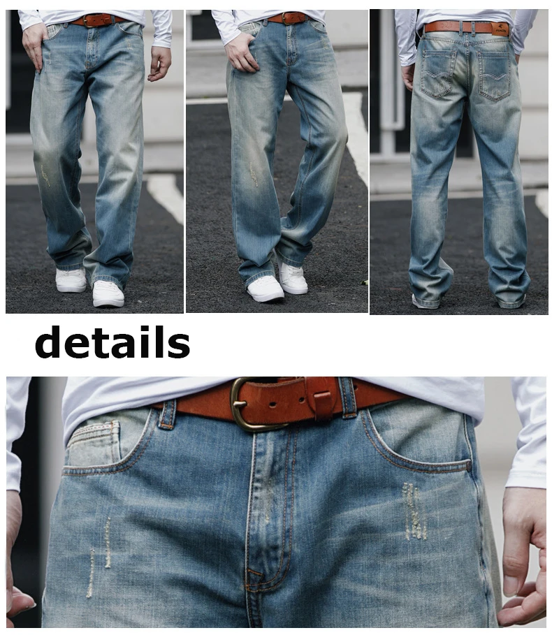 Новые повседневные удобные брюки мужские свободные прямые джинсы средняя посадка толстые брюки мужские плюс удобрения XL Большой размер 28-42