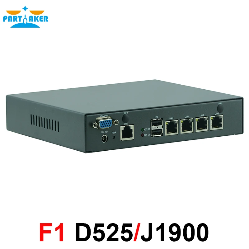 Mini PC Celeron J1900 Quad Core Intel Atom D525 Processor Network Security Control Desktop Firewall Router Mini Computer 4 LAN