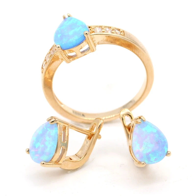 GZJY Fashion Women Jewelry Sets Blue Fire Opal opal