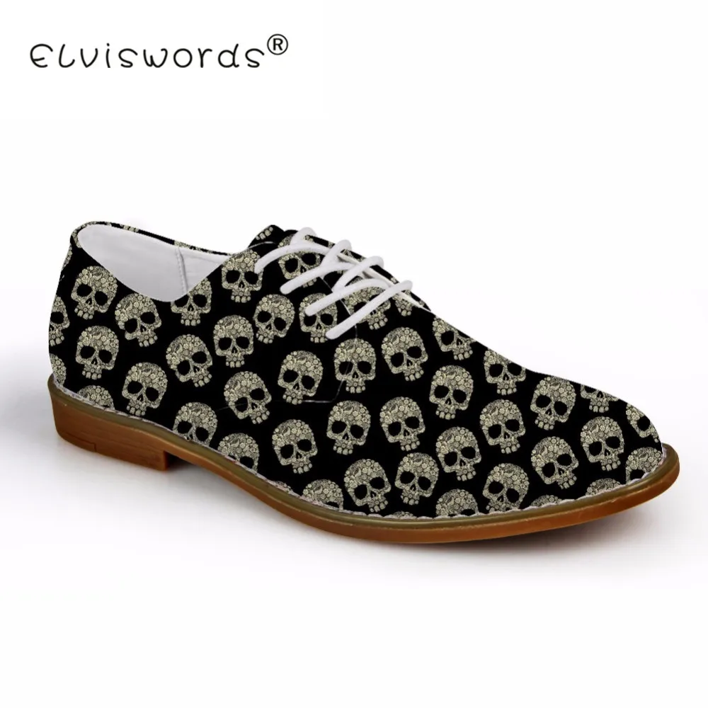2018 Autumn New Style Men Oxfords Shoes 3D Cool Candy Skull Black Men's Fashion Work Flats Oxford Shoes for Man Leather Flats