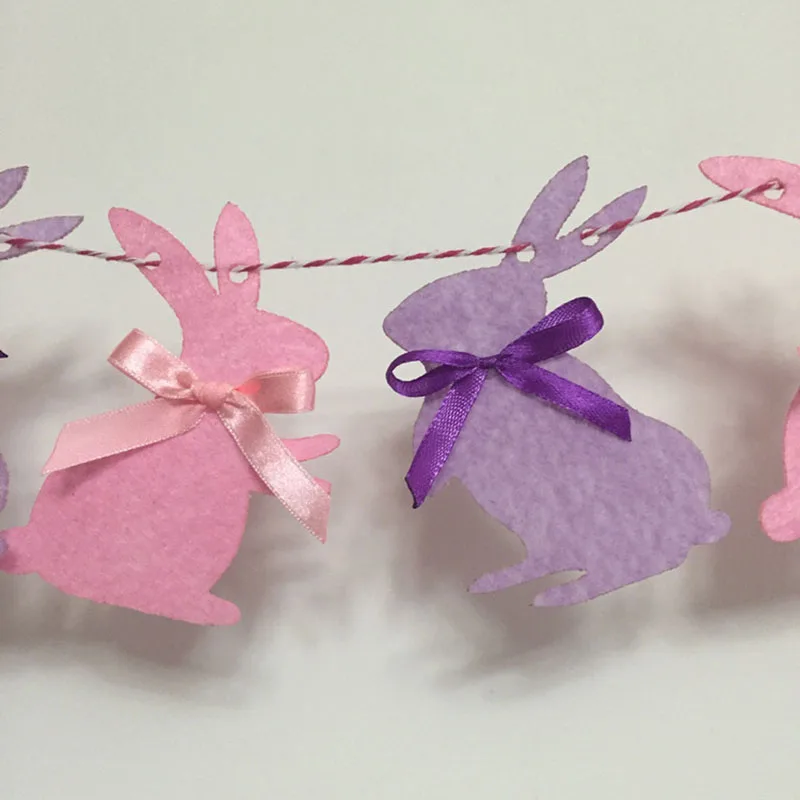 

Cute Easter Bunny Garland Children Favors Pink Purple Rabbits Cloth Banner Happy Birthday Party Decorations Home