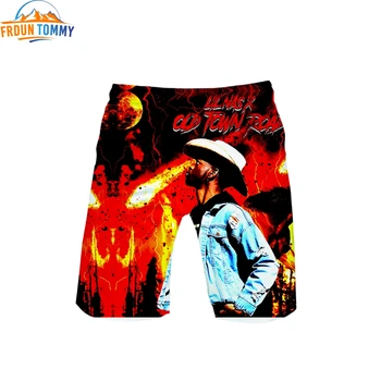 

Rapper Lil Nas X new fashion print summer men hip pop hot sale high quality trend shorts cool popular casual short