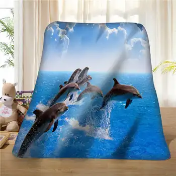 

Custom dolphin-ocean-water-life- (1) Blanket Soft Fleece DIY Your Picture Decoration Bedroom Sofa Multi Size#929-02-001-37