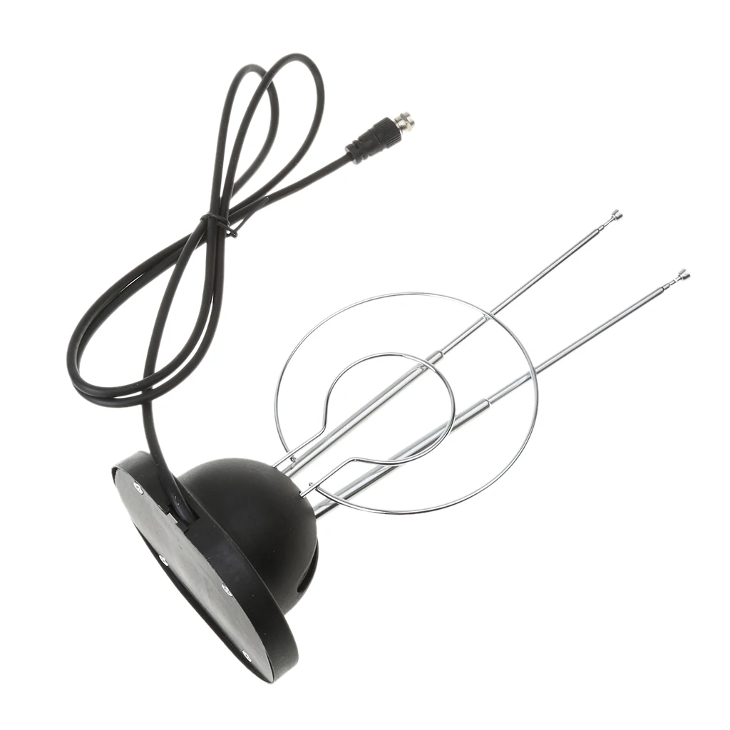 4x Universal Indoor Rabbit Ear TV Antenna for HDTV VHF UHF Dual Loop Coaxial