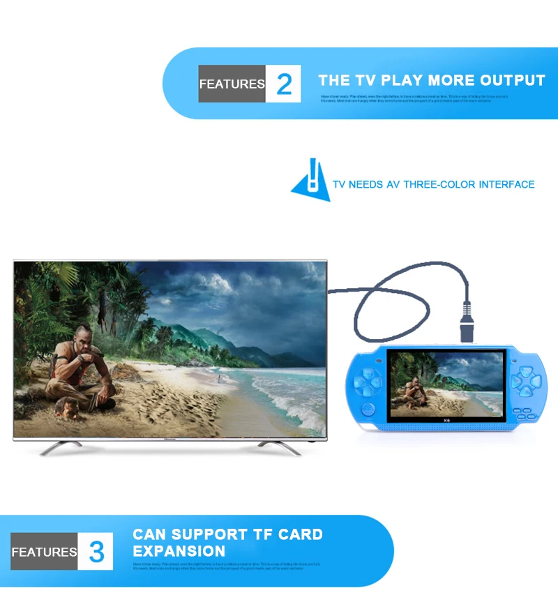 NEW X6 Portable Handheld Game Console 8GB 4.3'' 32Bit 100 Childhood Classic Games Built-In Portable Handheld Video Game Player