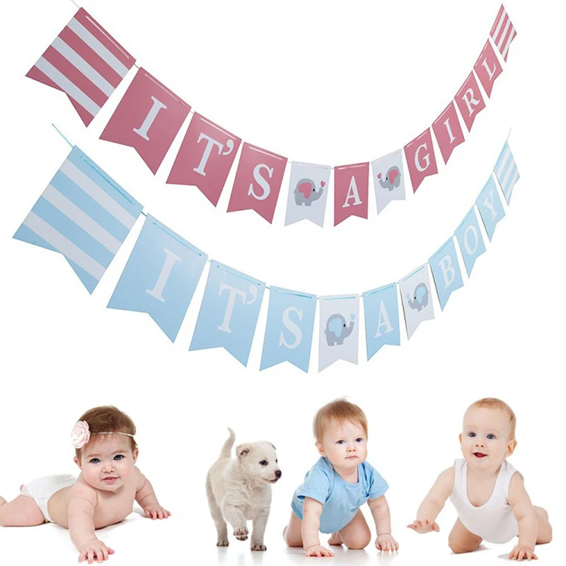 1 комплект Ipopu elephant Baby Shower для мальчиков и девочек It's a Boy It's a Girl вечерние принадлежности для дня рождения