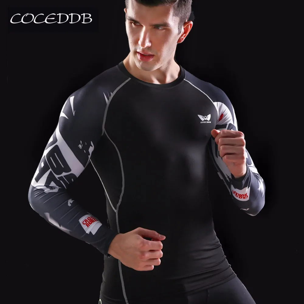 Mens Compression Shirts Bodybuilding Excercise long sleeve Weight