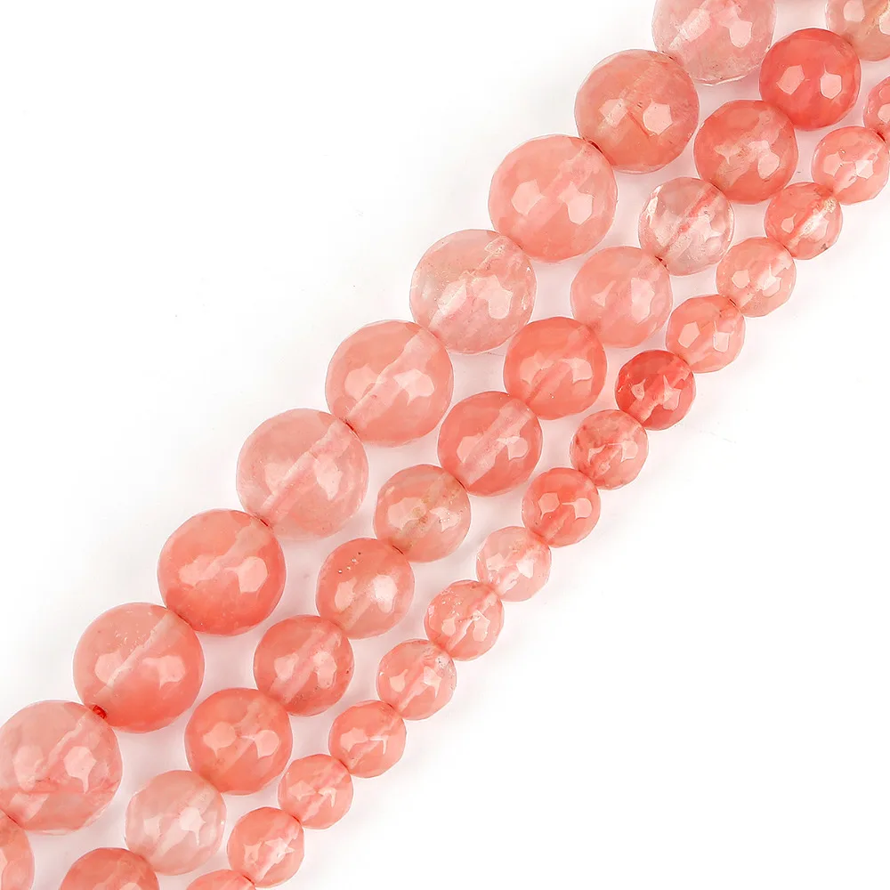 

4/6/8/10mm Natural Stone Beads Faceted Red Watermelon Beads 15'' Loose Spacer Beads For Jewelry Making DIY Bracelet Necklace
