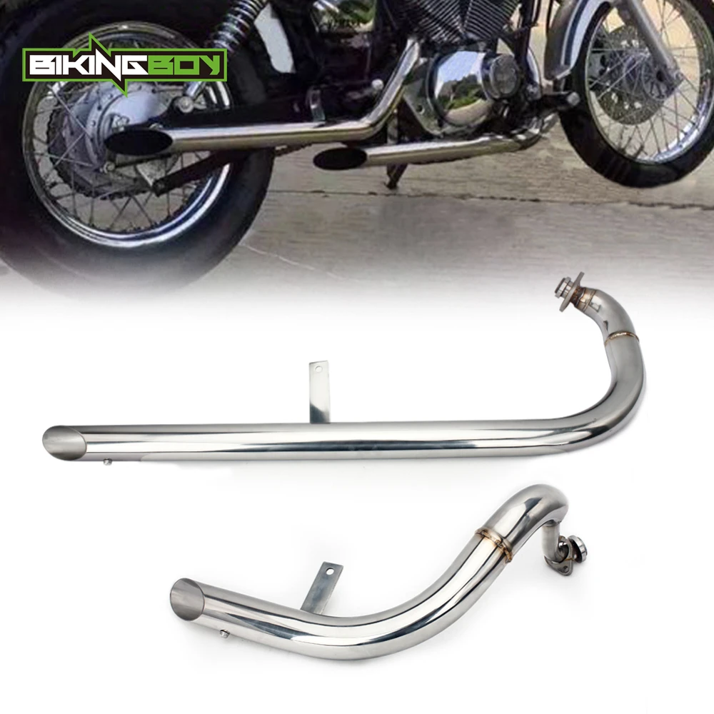 

BIKINGBOY Motorcycle Pipes Muffler Exhaust + Silencer System for YAMAHA XV 250 V-Star / Virago 88-13 12 11 10 Slash Cut Cruiser