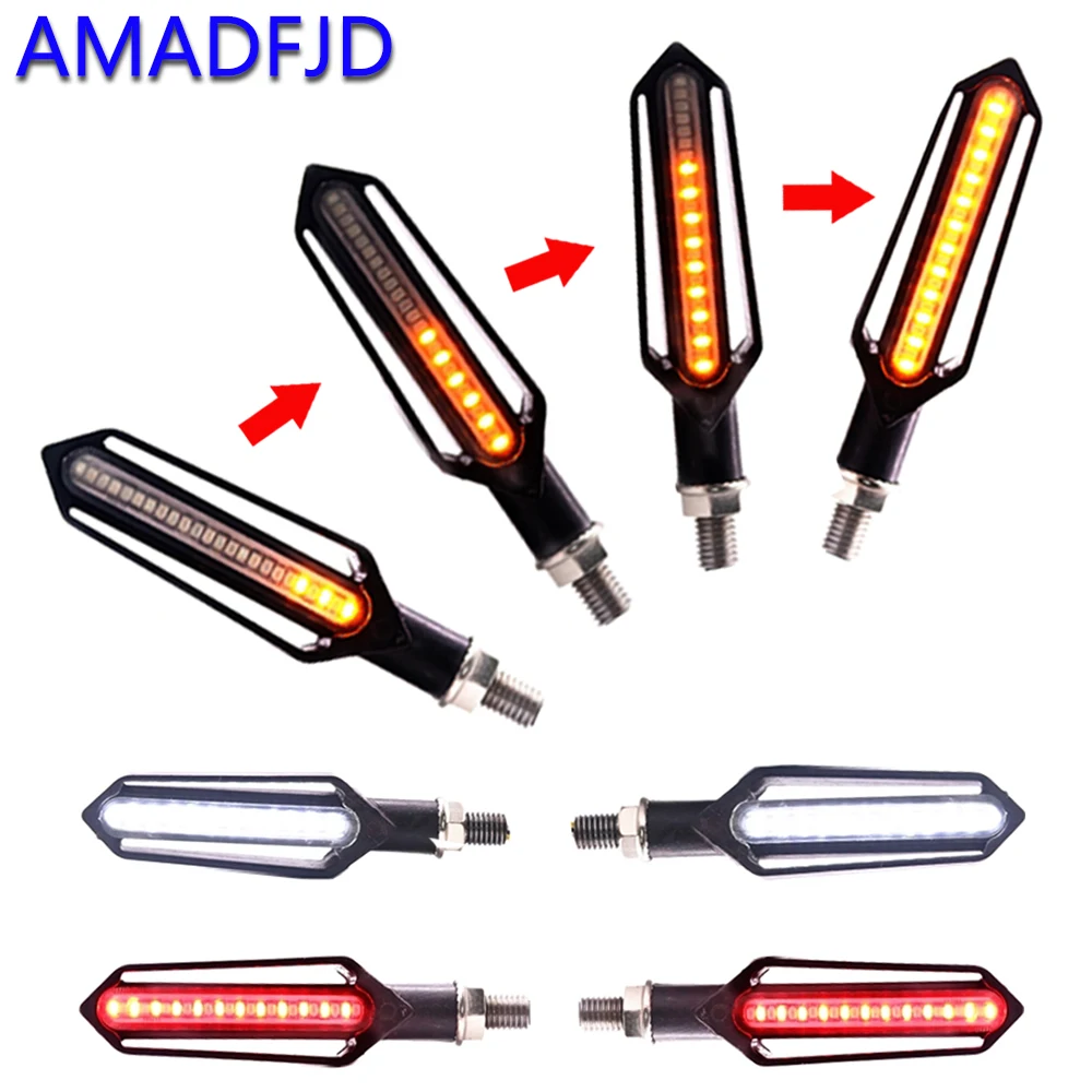 

AMADFJD Led Motorcycle Turn Signal Light DRL Flowing Turn Signal Flasher Blinker Indicator Lights Brake Light Motorcycle For CBR
