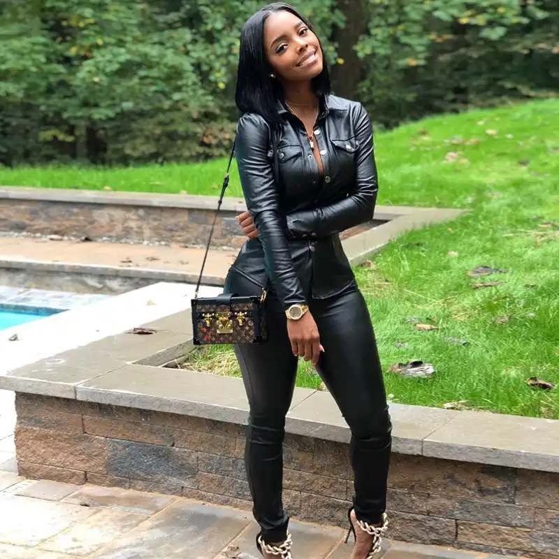 leather tracksuit womens