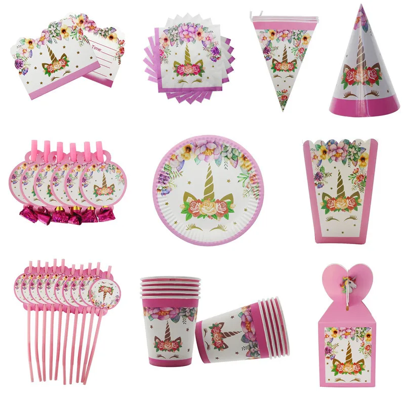 

Unicorn Paper Disk Popcorn Box, Cap Cup, Unicorn Birthday Party Suit