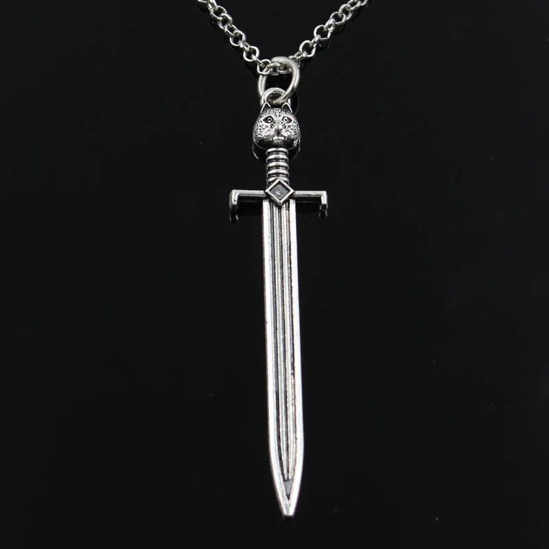 Sword Cat Pendants Round Cross Chain 