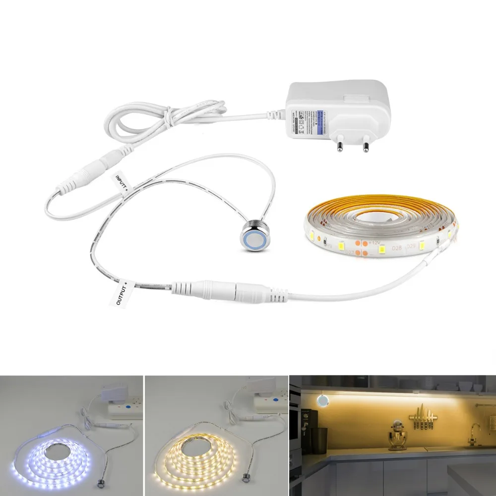 

Touch Dimmer Kitchen Lamp Stepless Dimmable LED Cabinet Light Waterproof Brightness Adjusted Bedroom Wardrobe Lamp Tape