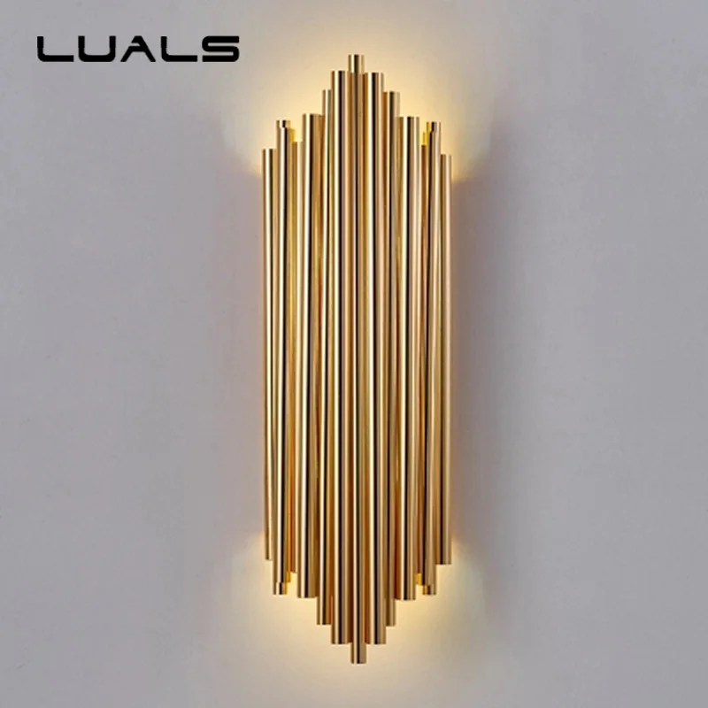 

Nordic Lamp Postmodern Metal wall Lamp Hotel Villa Wall Lights Creative Iron Plating Led Wall Lights G9 Bulb Indoor Lighting