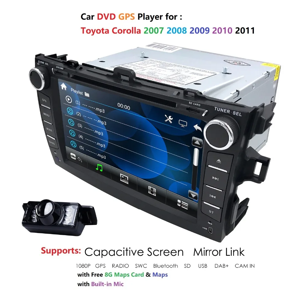 Top Hizpo 2 din car radio gps Car DVD Player For Toyota corolla 2007 2008 2009 2010 2011 Multimedia head unit navigation stereo usb 3