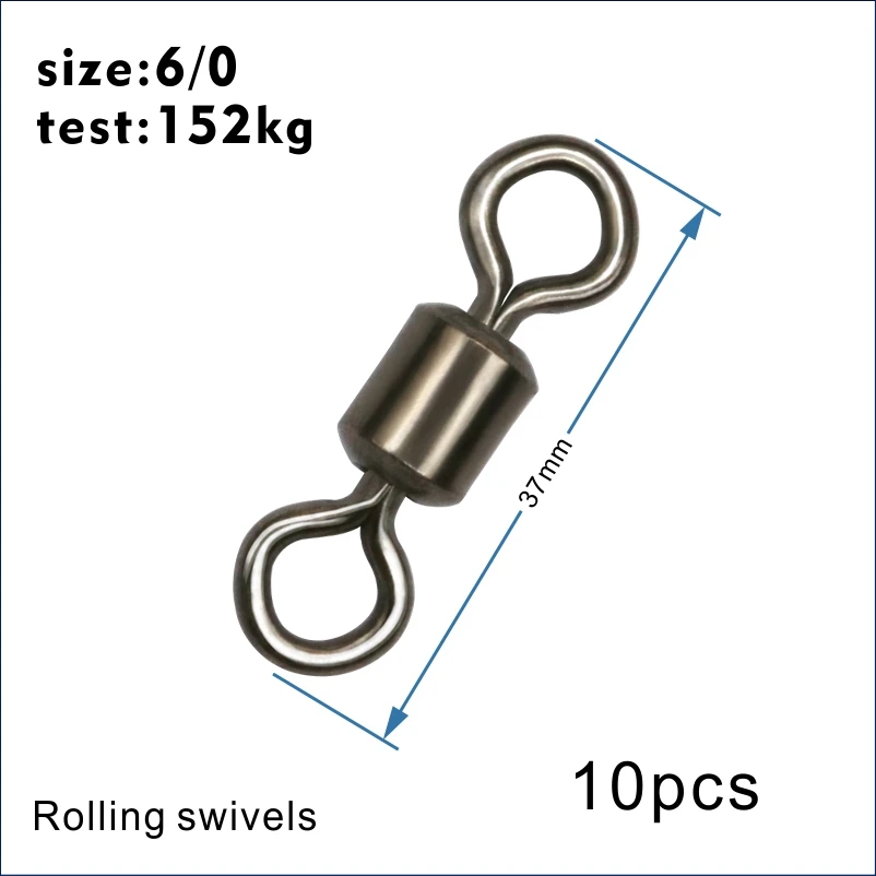 HXY размер(14-12/0) баррель подшипника Rolling поворотный твердое кольцо рыболовные Вертлюги крюк соединитель океанская лодка Риг Морской Карп рыболовные снасти - Цвет: 6l0   10PCS