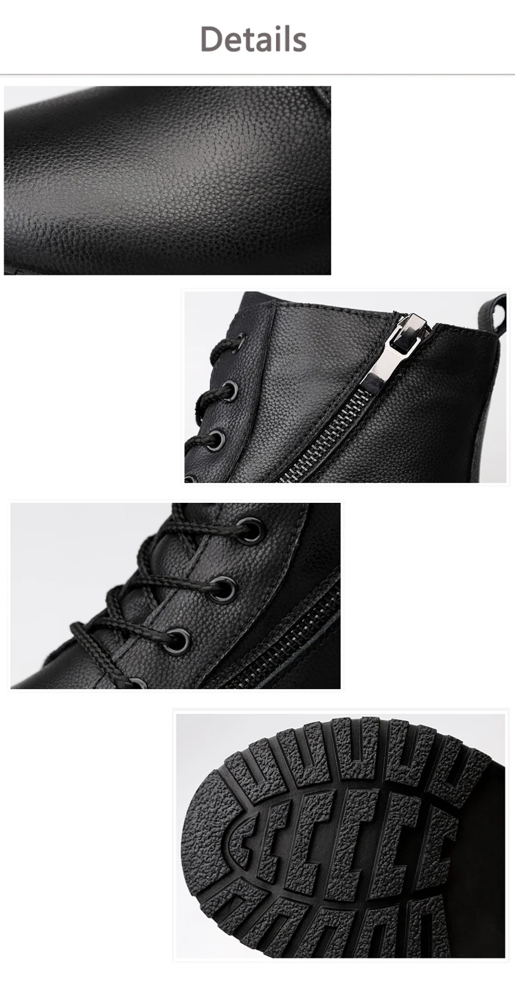 JUNJARM; модные мужские ботинки; высококачественные зимние ботильоны из натуральной кожи; теплая зимняя обувь на меху с плюшевой подкладкой на шнуровке; размеры 38-47