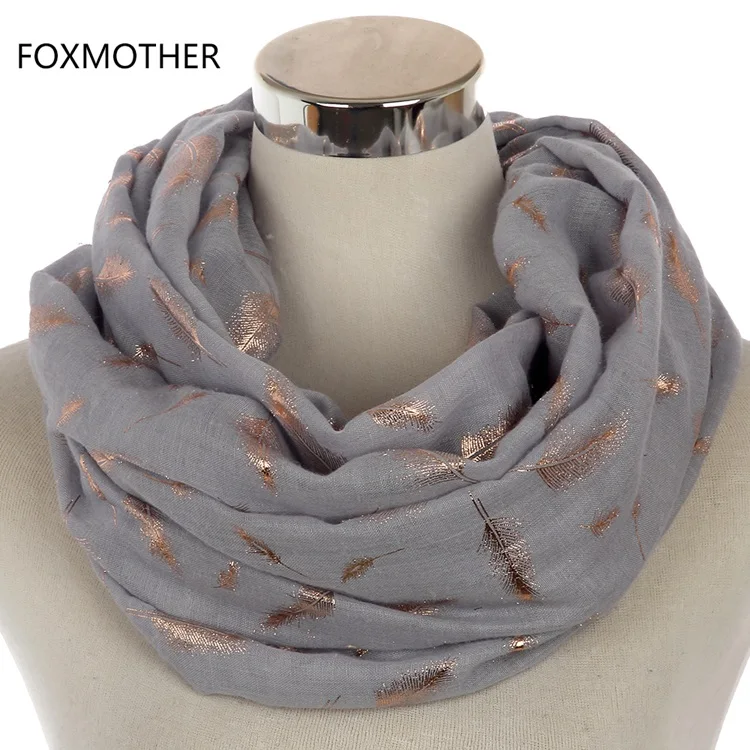 FOXMOTHER модные женские белые темно-синие желтые бронзовые фольга Серебряное перо кольцо шарфы шейный шарф блестящий платок