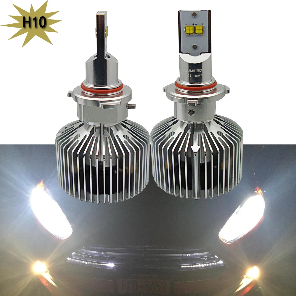 1 Set Led Headlight Kit H10 45W 4500LM Lumileds Chip LED Head light bulb White 6000K