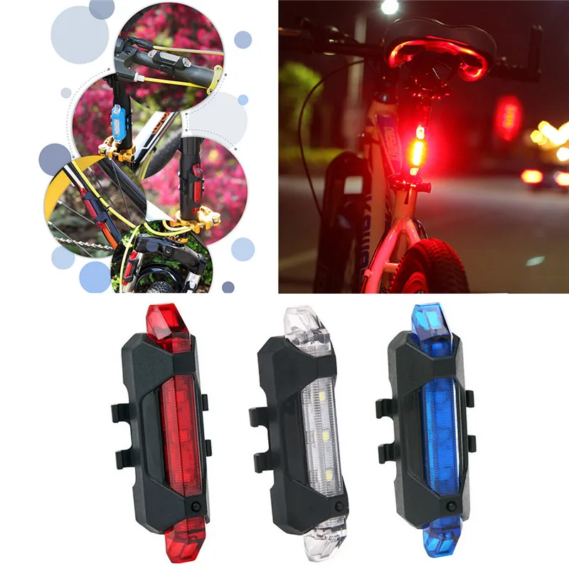 Discount 1Pcs Bicycle Light Waterproof Rear Tail Light LED USB Rechargeable Mountain Bike Cycling Light Taillamp Safety Warning Light 0