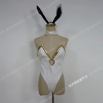 

[Customized] Hot Game LOL Ahri The Grand Duelist Fiora Laurent Bunny Girl Sexy PU Leather Bodysuit Cosplay Costume Free shipping