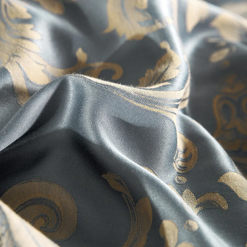 الفاخرة بولي جاكار الحرير الحرير مجموعة مفروشات الملك الملكة حجم 2/4 قطع غطاء لحاف دونا أغطية أغطية السرير القطن المنسوجات المنزلية