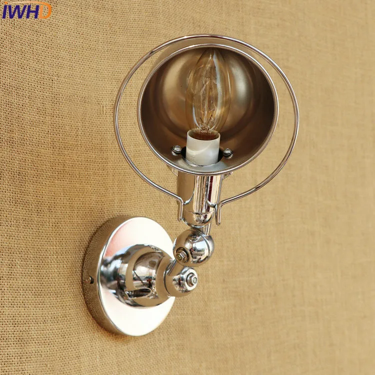 Lâmpada de Parede de Prata Iwhd Industrial Ajustável Led Longo Braço Oscilante Luminárias Edison Retro Vintage Ferro Luz da Parede Interior Iluminação E14 11 High Quality wall light