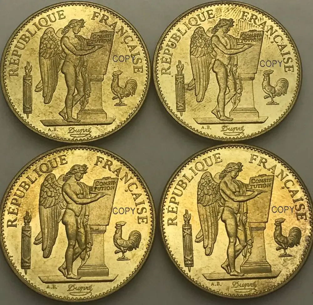 

France 1882 1887 1889 1894 A Republique Francaise Liberte Egalite Fraternite 100 Francs Gold Copy Coin Brass Metal