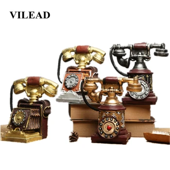 

VILEAD 19.5cm Resin Telephone Figurines Retro Piggy Bank Window Props Decoration Hogar Handmade Ornament Phone Crats Accessories
