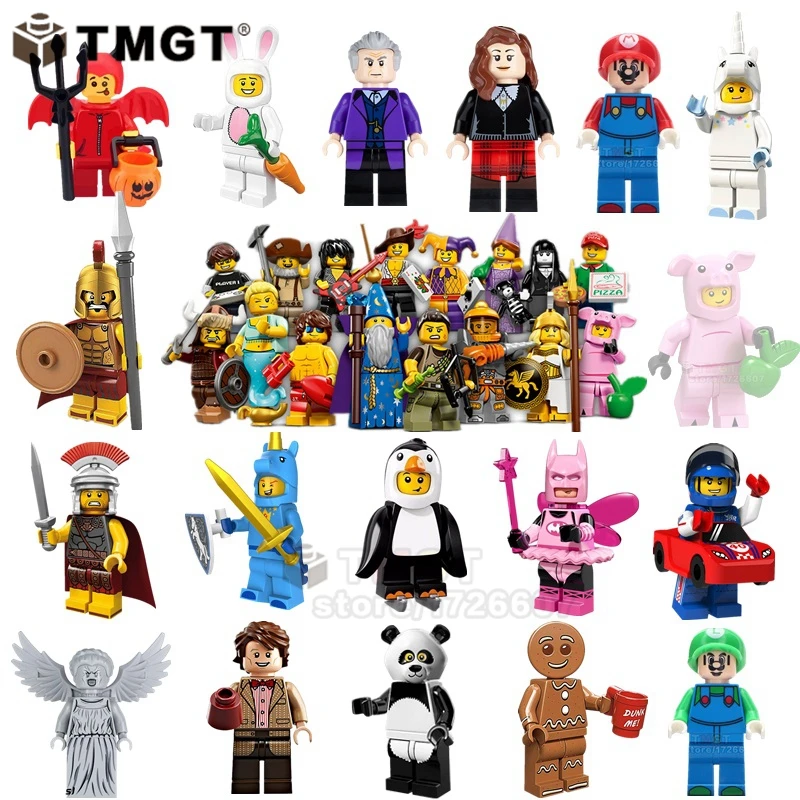 

Single Block Doctor Who Devil Mario Fairy Batman Panda Rabbit Gingerbread Man Building Blocks Toys For Children