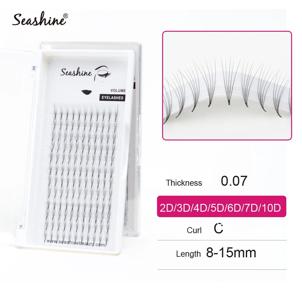 Seasshine  2D-10D Lashes Volume Eyelashes hand-made natrual black Eyelash Extensions Faux Mink premade fans Lashes premade volume lashes 3d 5d 6d 10d fans professional faux mink eyelash extensions makeup tools