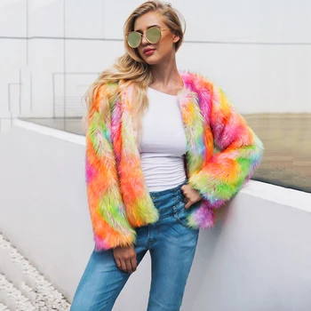 

Womens Plus Size Faux Fur Coat Winter New Style Long Slim Thicken Warm Hairy Jacket Trendy Warm Outerwear Fur Coat Wholesale