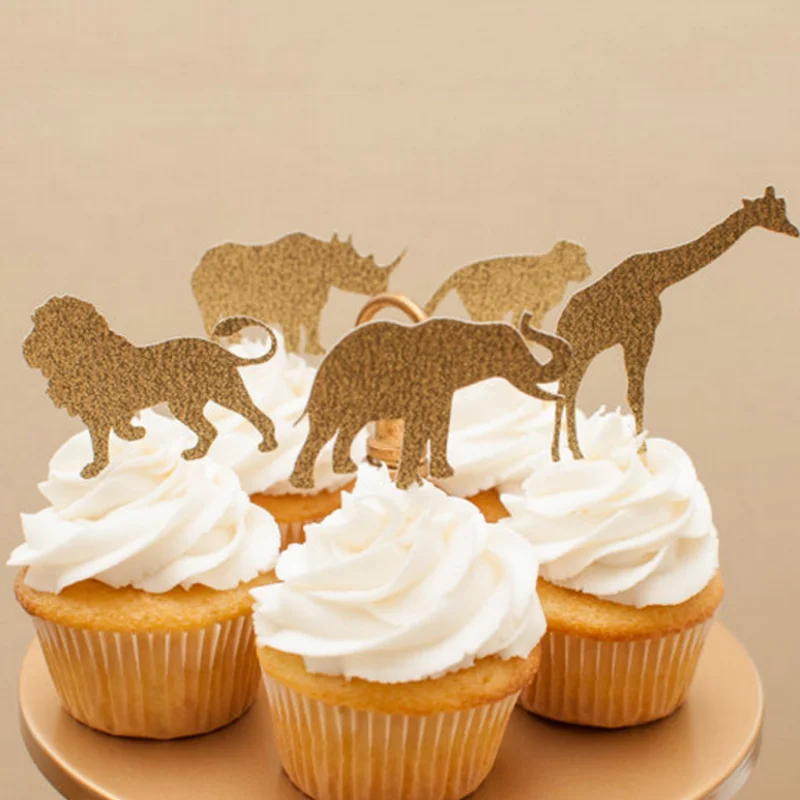 

10pcs/set cute Baby Shower Safari Wildlife Animal Cake Topper Kids Birthday Party Lion Giraffe Cake decor Party Supplies