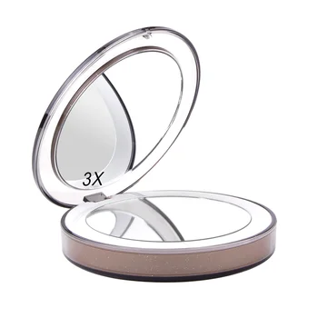 

11 Lights LED Mini Makeup Mirror 1X/3X Magnifying Glass Compact Pocket Woman Hand Mirrors Micro USB Cable for Beauty Cosmetic