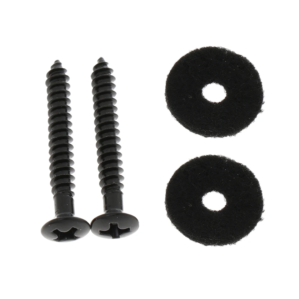 Toyful 2 Pieces Black Strap Button with Mounting Screw for Electric Guitar Bass Ukulele Mandolin Bass Guitar Strap Buckle 