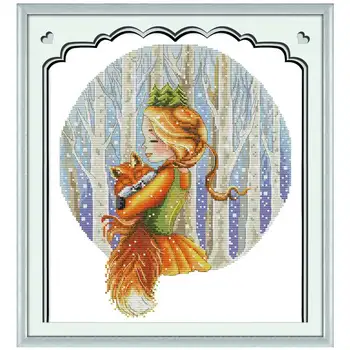 

Forest princess girl fox counted 11CT 14CT Cross Stitch Set DIY DMC Chinese Cross-stitch Kit Embroidery Needlework
