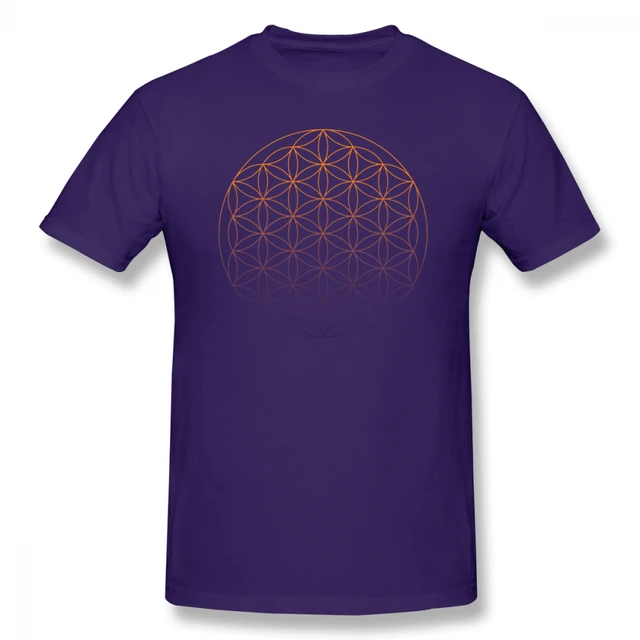 Sacred Geometry T Shirt Flower Of Life T-Shirt Men Print Beach Tee Shirts Male Short Sleeve Funny Awesome T Shirts Plus Size Purple