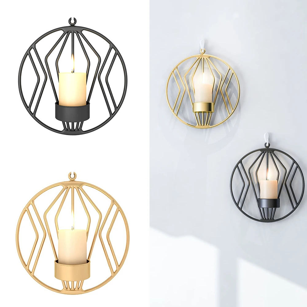 Nordic Style Creative 3D Geometric Candlestick Metal Wall Candle Holder Sconce Matching Small Tealight Home Ornaments | Дом и сад