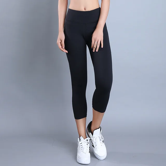 Eshtanga capris women sports crop top quality Solid High Elastic Waist Thick Material Bodybuilding Yoga skinny pants 1