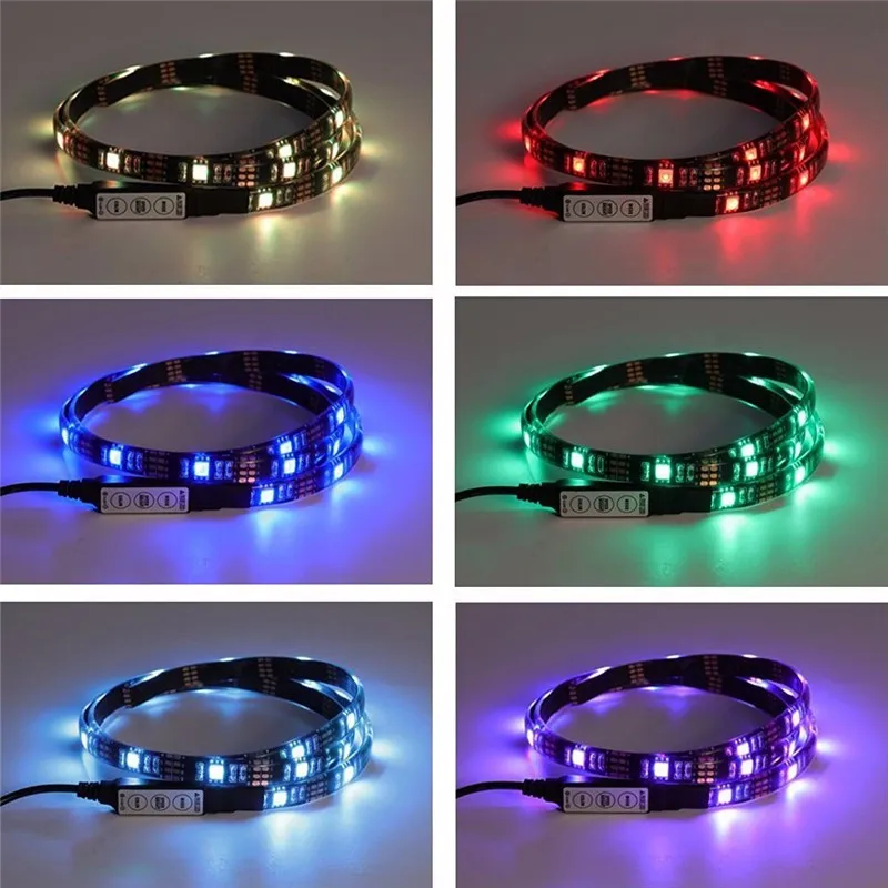 AKDSteel USB Светодиодные ленты Light 5050 30 светодиодный s 5 В Водонепроницаемый RGB светодиодный свет Газа 1 м с мини-контроллер дома Театр ТВ