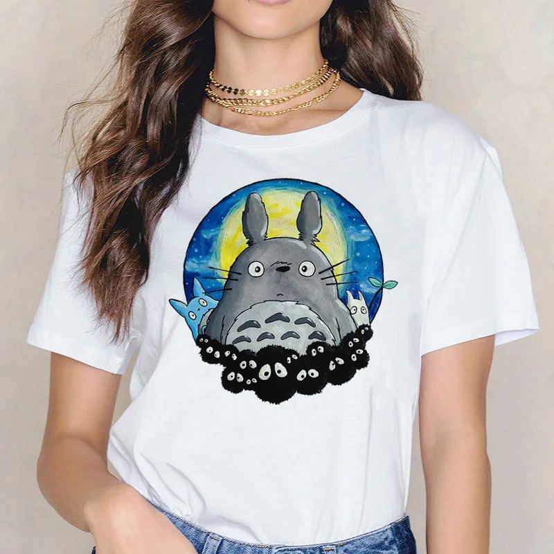 Футболка Totoro Spirit Out Хаяо Миядзаки из мультфильма Studio Ghibli femme женская футболка с японским аниме, женская одежда с аниме