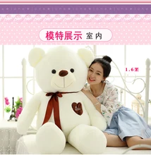 huge 160cm white teddy bear plush toy love heart bear doll soft hug pillow,Valentine’s Day,Xmas gift c607