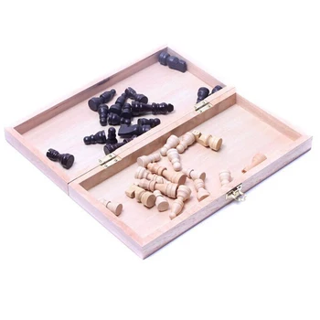

Wooden International Folding Board Chess Pieces Set Staunton Style Chessmen Collection Portable Board Game