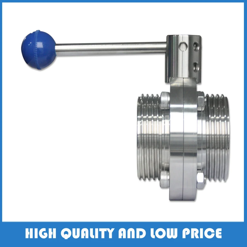 

2017 Sale Top Fashion Manual Low Pressure Water Normal Temperature Sanitary Grade External Thread Butterfly Valve