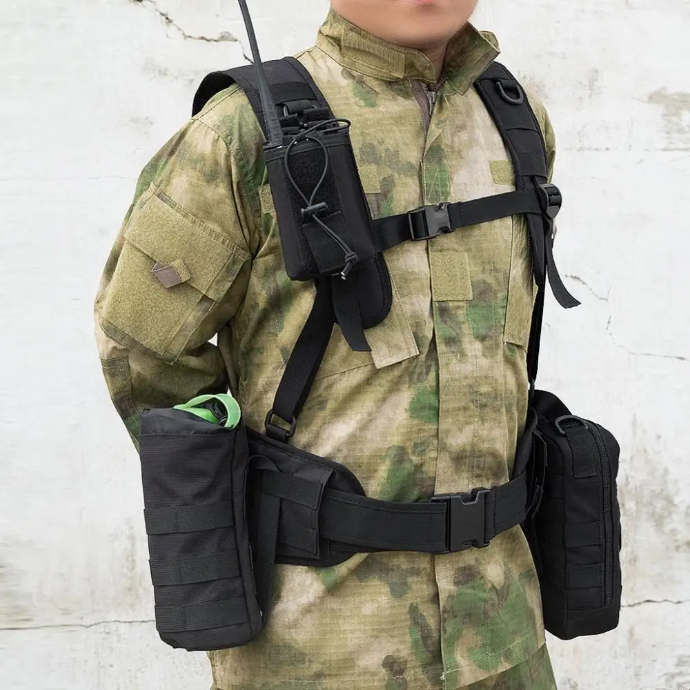 

Tactical Padded Battle Belt With Detachable Suspender Straps With Comfortable Pads And Removable Harness Outdoors Training