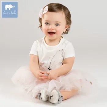 

DB7115 dave bella summer baby girl's with skirt clothing sets children infant toddler suit kids high quality clothes